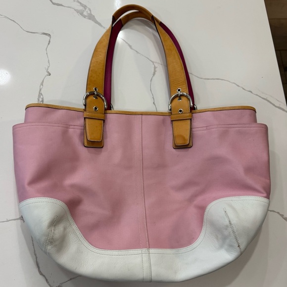 RARE Vintage Y2K Coach SoHo Hampton Canvas Leather Large Tote Shoulder Bag - Picture 1 of 5